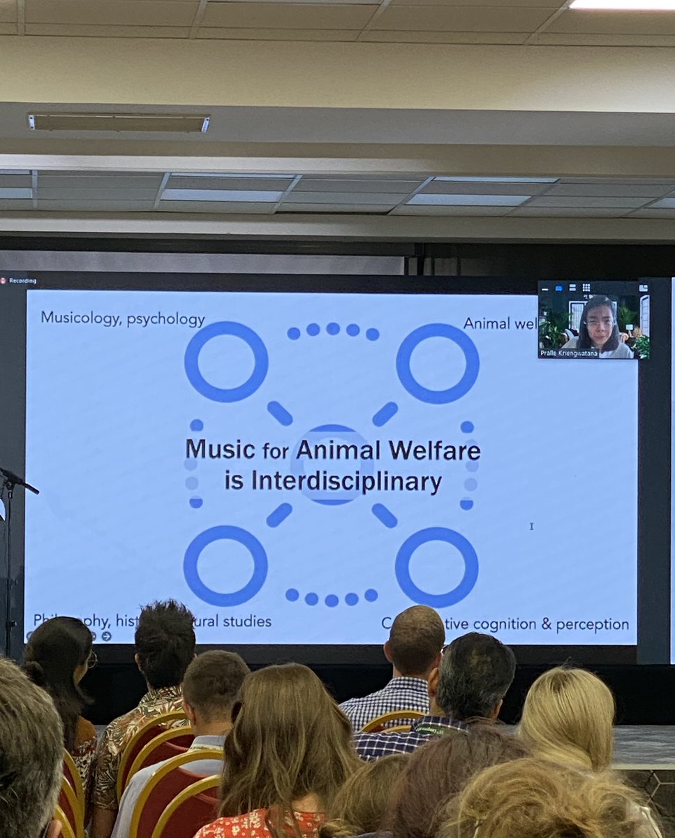 MariaRorvang's tweet photo. Inspiring talk this afternoon by @b_kriengwatana with fascinating theories of how music might (?) affect animals and their welfare. Great to see more animal perception work!! 👏🏼
#acoustic @RO_Mott #animalperception #isae2022 https://t.co/YKron7UCVG