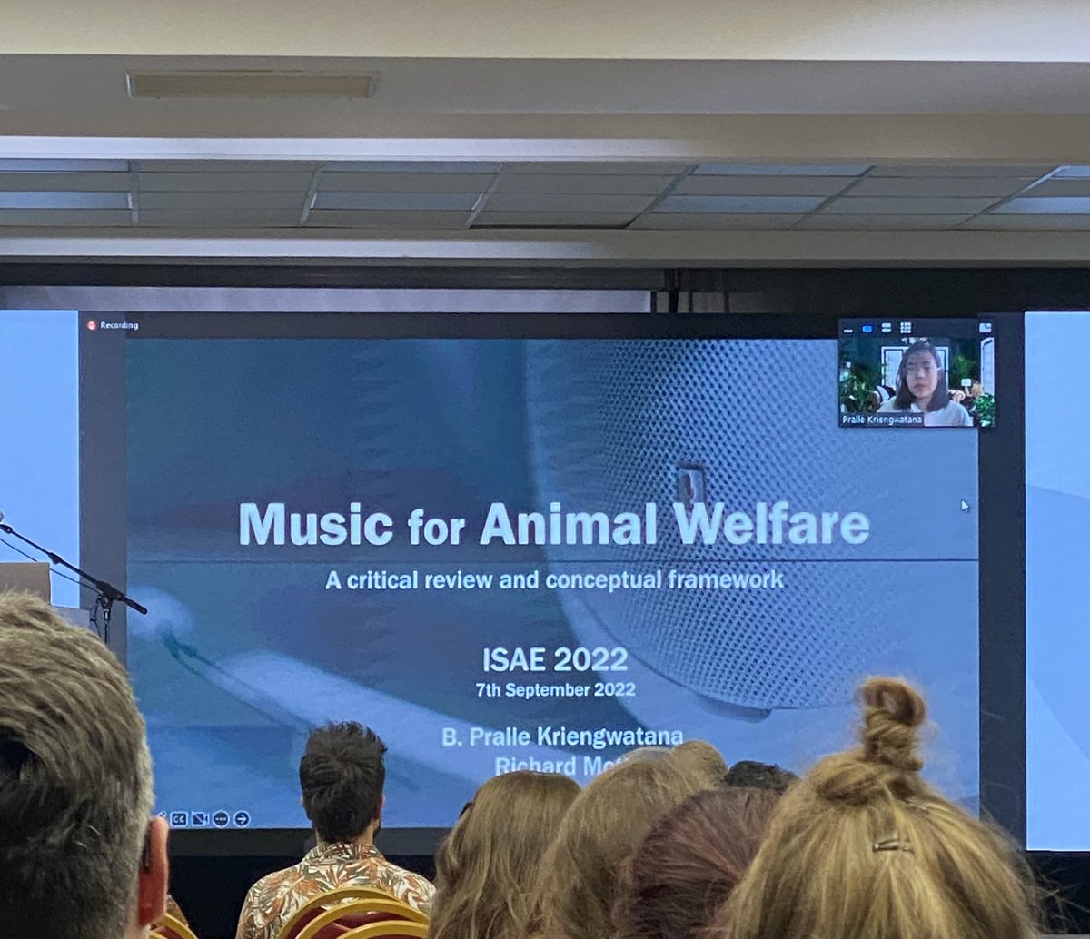 MariaRorvang's tweet photo. Inspiring talk this afternoon by @b_kriengwatana with fascinating theories of how music might (?) affect animals and their welfare. Great to see more animal perception work!! 👏🏼
#acoustic @RO_Mott #animalperception #isae2022 https://t.co/YKron7UCVG