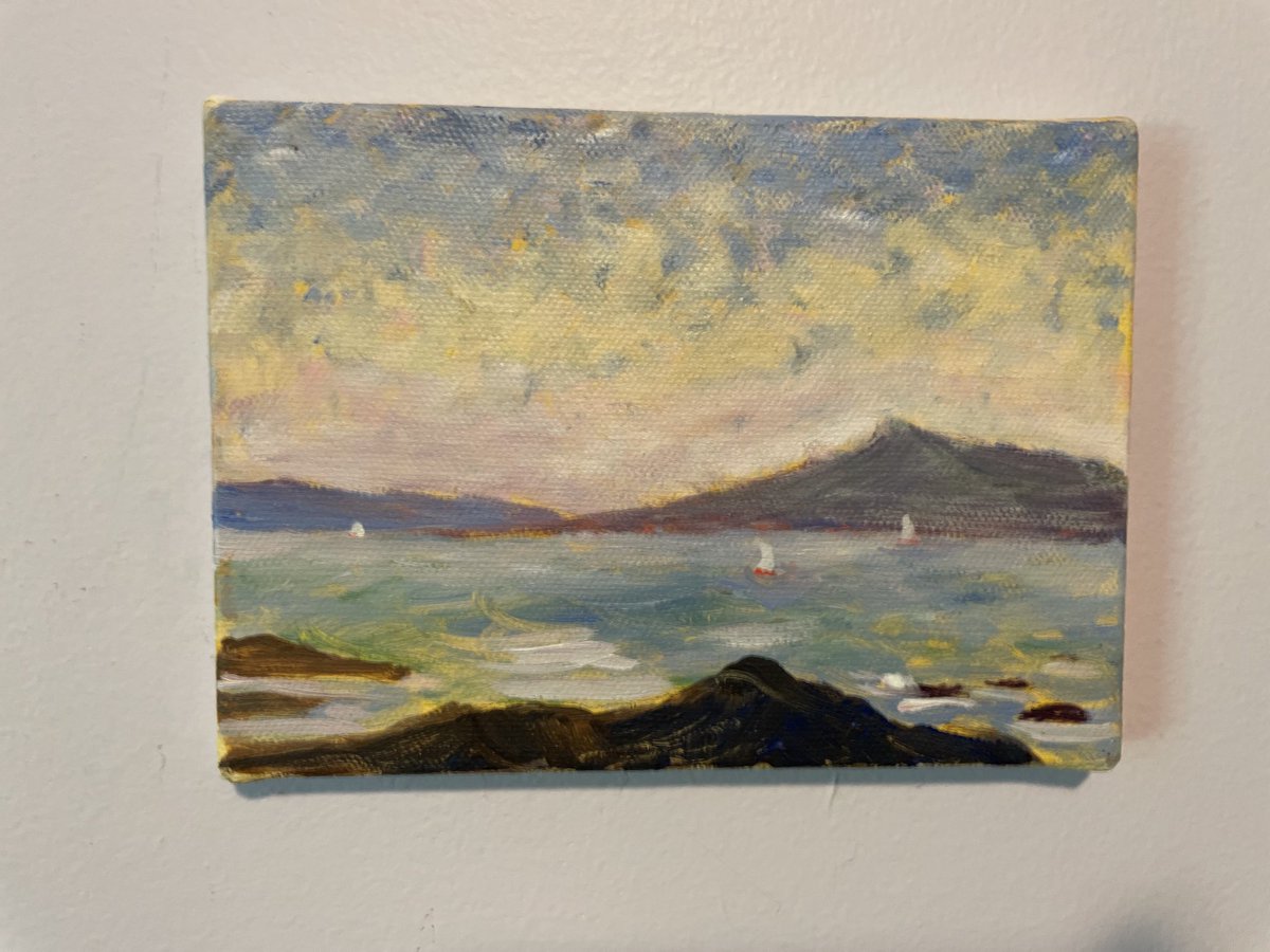 Summer will soon be over.
Always nice to hang paintings reminding ourselves of the summer.
I do these 5” x 7”s for fun.
Soon I’ll be painting the beautiful Fall trees and then my winter backyard!