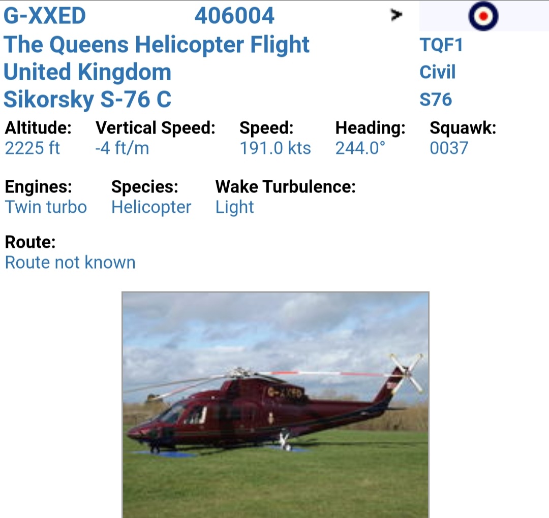 BloodyPolitics's tweet photo. Queen's Flight Helicopter probably heading for Dumfries House 
#avgeek #GXXED #TQF1 

https://t.co/Vo6OJ5nXTd https://t.co/dmo3Eo6A9k