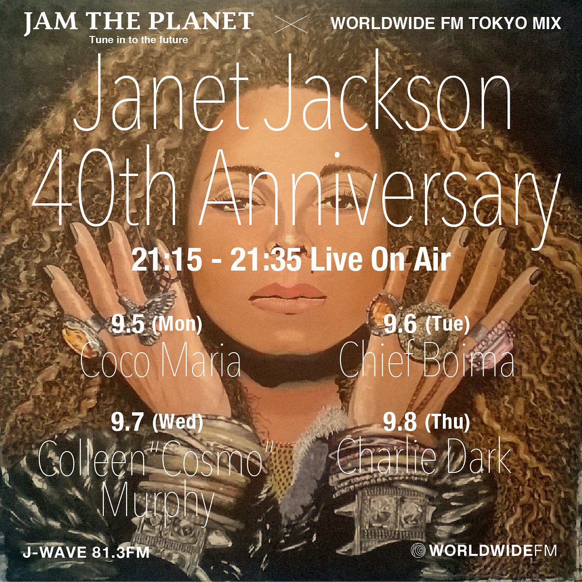 jwavejam's tweet photo. #ColleenCosmoMurphy ミックス
1. Control(Extended Mix) / Janet Jackson
2. Black Cat(Funky 12” Version) / Janet Jackson
3. Son of a Gun(I Betcha Think This Song Is About You) / Janet Jackson feat. Missy Elliot
4. Go Deep(MAW Thunder Mix) / Janet Jackson
#jwave #jamtheplanet https://t.co/474XfJT5g0