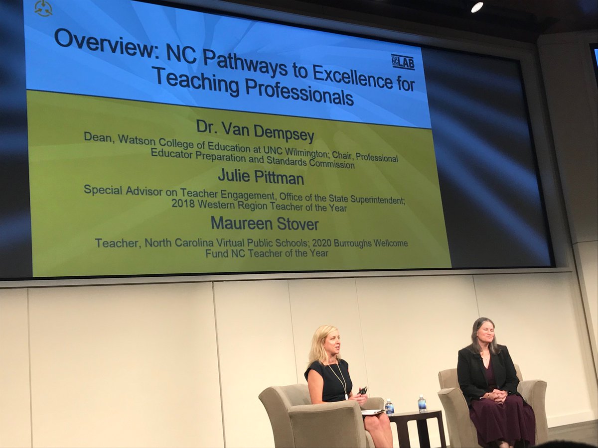 BESTNCorg's tweet photo. Next at the #NCEdLab2022, 2020 NC Teacher of the Year Maureen Stover and PEPSC Chair Dr. Van Dempsey provide an overview of the NC Pathways to Excellence for Teaching Professionals, moderated by Julie Pittman. #NCSTRIDE #EdConvergence #NCEd https://t.co/byfNQIzYnI