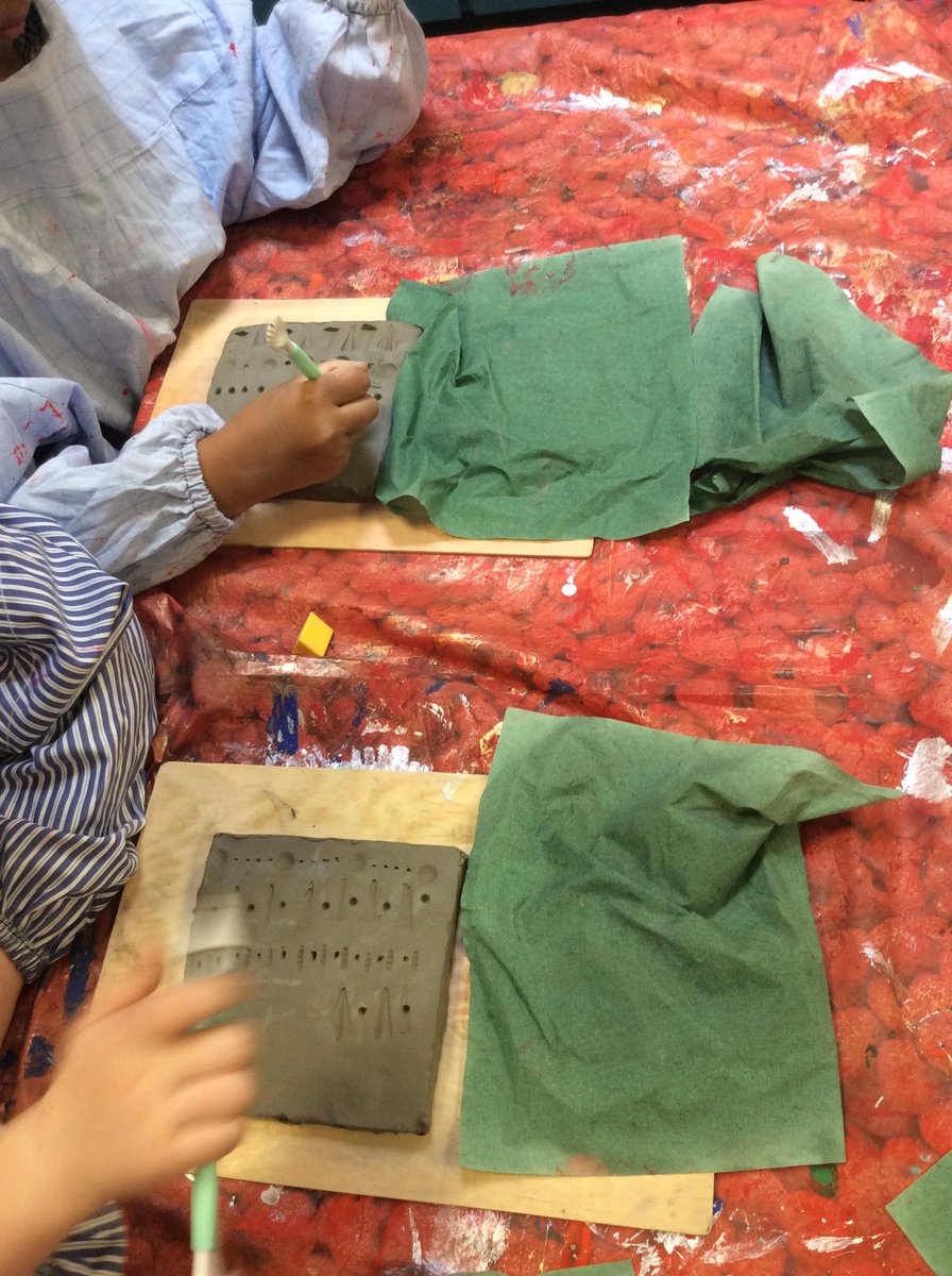 MrsBridgeEPS's tweet photo. We have been creating our own clay tiles in Art today, they look wonderful #WeAreBrightFutures https://t.co/RPHzMRZnm4