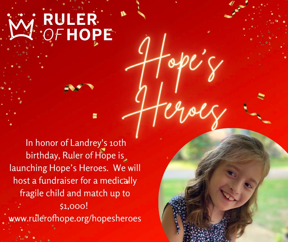 As our inspiration Landrey turns 10, we are sharing her journey and launching Hope’s Heroes! You can nominate your own Hope’s Hero!

Honor Landrey’s birthday by helping another child: Venmo: Ruler-Hope or online at rulerofhope.org

youtu.be/oL86Lydw1ME

#ChooseJoyToday