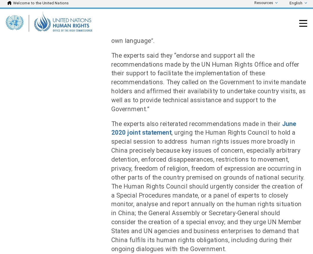 sidhant's tweet photo. China must address grave human rights violations and the world must not turn a blind eye, say UN experts on Xinjiang report: https://t.co/h4y6YLd2vZ