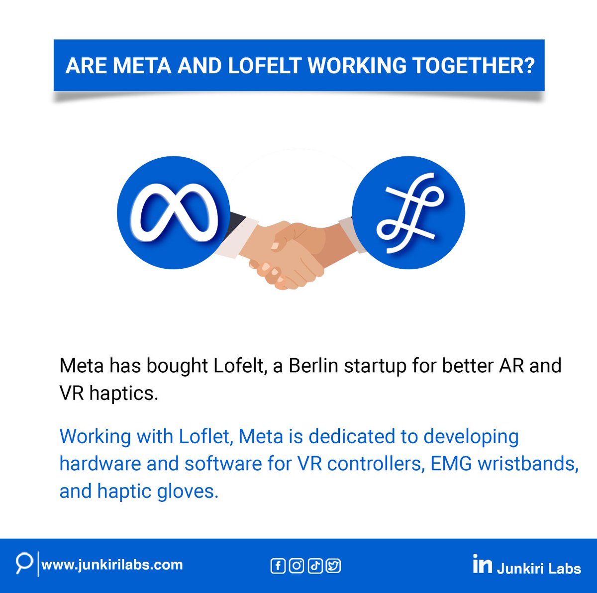 scalebuildai's tweet photo. Meta buys Lofelt to work on haptics for metaverse. So, Meta may possibly develop more devices with haptics for audio tracking, hand tracking and more.
.
.
.
#Meta #audiotracking #handtracking #metaverse #vr #software #hardware #nft #blockchain #Angular #JavaScript #HTML #twitme https://t.co/N4H5tn6cfT