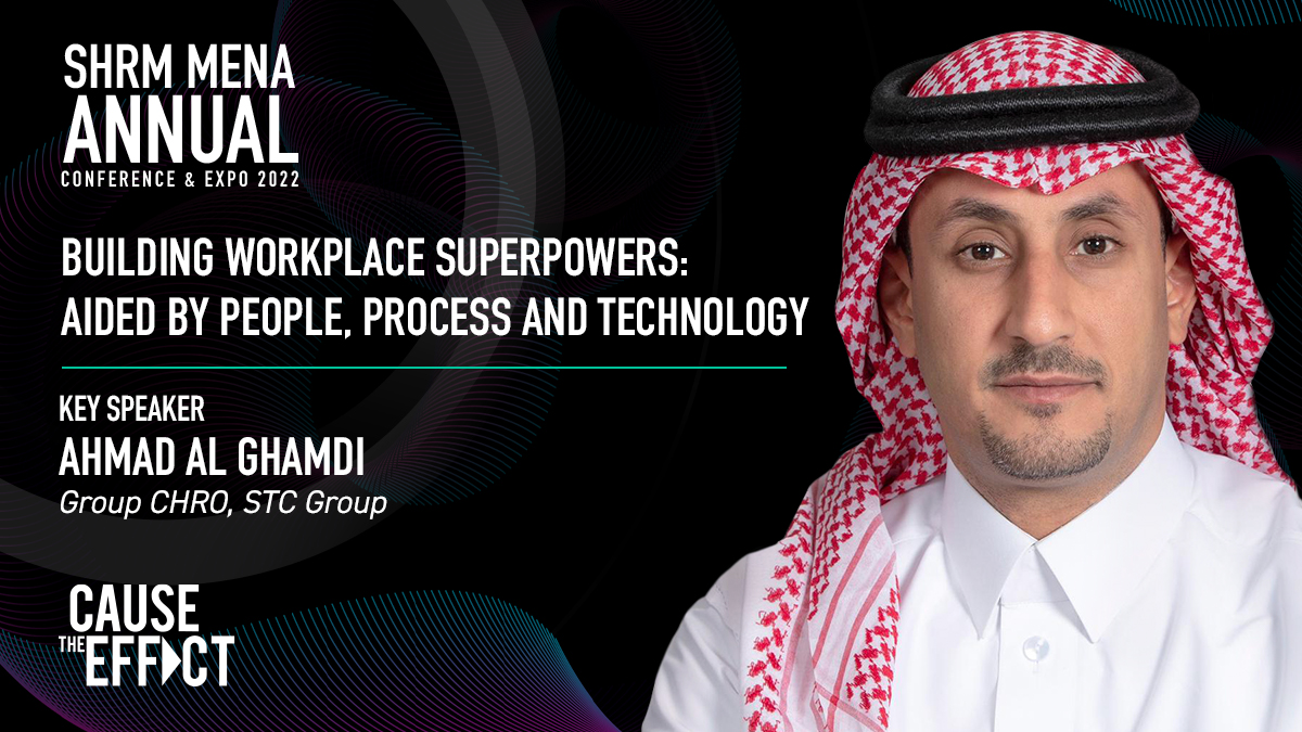 SHRMMEA's tweet photo. Join @AhmadAlGhamd, Group CHRO at STC Group, as he talks about leveraging today’s industry challenges, technology, innovation and a diverse talent pool to become strategic market leaders.

Register today: https://t.co/Y2a3dPfnJp

#CauseTheEffect #SHRMMENA22 https://t.co/tGpdcBIcDf