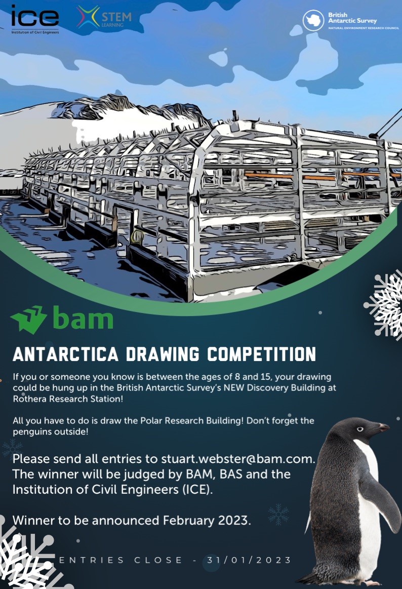 BAS_News's tweet photo. Get your felt tips out, it's competition time! 🎨✏️

8-15 year olds are invited to enter @BAMNuttall's Antarctica Drawing competition. The winning entry will be displayed in Rothera Research Station's new Discovery Building.

Find out more: https://t.co/8lhitVbO1j https://t.co/jYKXSElDgN
