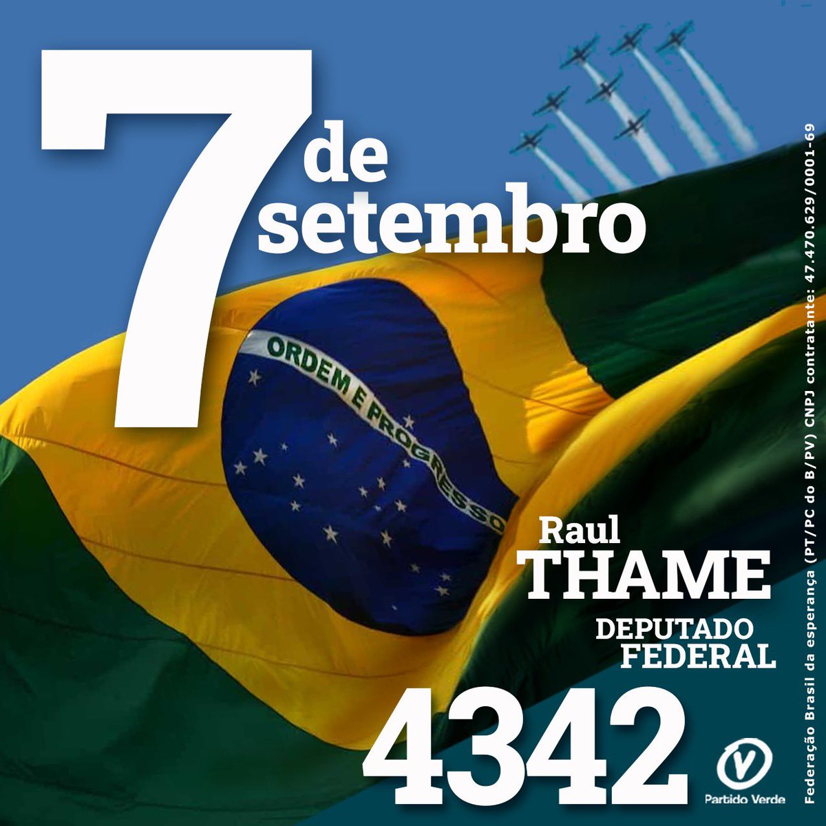 raulthame's tweet photo. Hoje relembramos o início da nossa democracia e do direito de eleger nossos representantes.

No dia 2 de Outubro VOTE 4342 e aperte o verde depois.

#VotaRaul

#votethame4342 https://t.co/93cCP32AuC