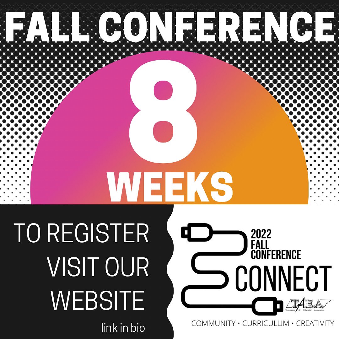 ☑️register for the conference 
☑️submit your Supersession proposal ☑️Nominate for TAEA Board positions

8️⃣ WEEKS until the 2022 TAEA Fall Conference at the University of Memphis! Registration is open!