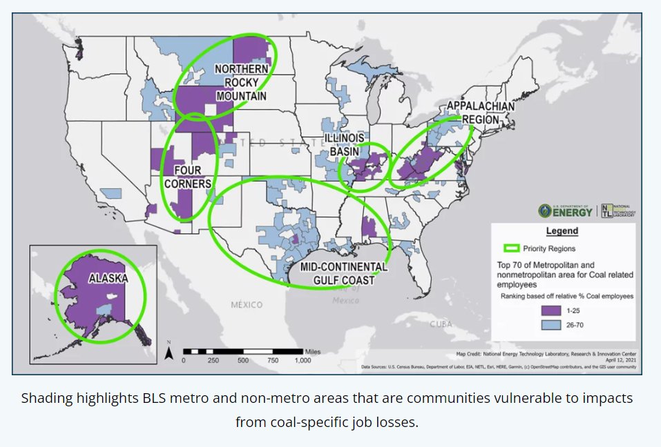 collaboratewins's tweet photo. The @Energy develops a map that highlights where the initial federal investments in areas with high concentrations of coal-dependent jobs will likely occur. https://t.co/6P3oKUHI1H