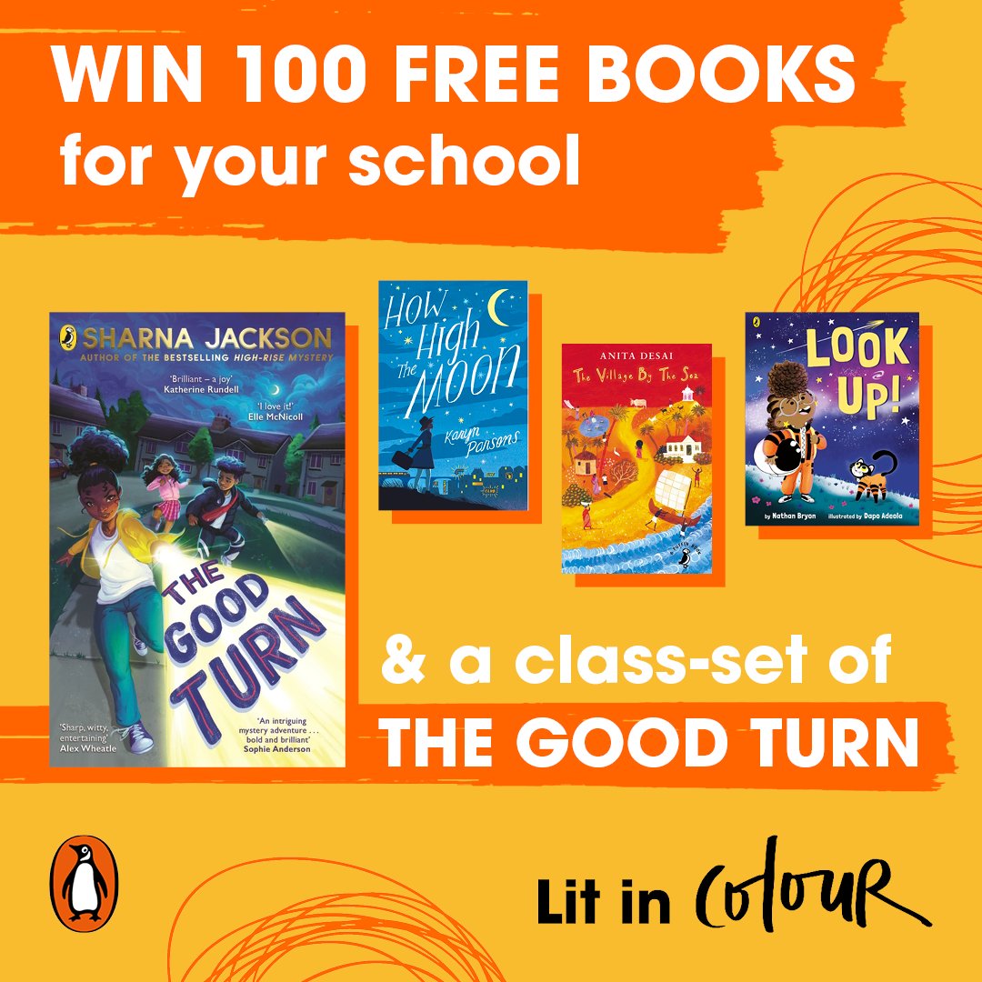 Win over 100 books for your school! We've teamed up with @TwinklResources to give away over 57,000 books – including copies of The Good Turn by @sharnajackson - to help schools build diverse and representative libraries. Apply here: penguin.co.uk/lit-in-colour/… #LitInColour