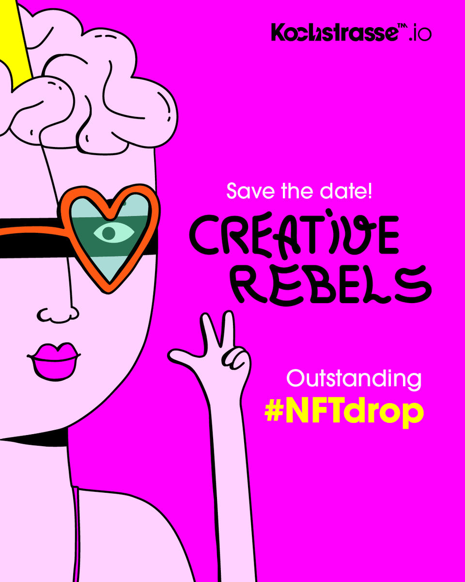 kochstrasse's tweet photo. 🚀 #CreativeRebels #NFT Collection by Kochstrasse™️ coming in hot soon to your wallet. ⚡️ Minting starts Sep. 12th 6pm CEST. 🗓 Check https://t.co/ldSvNqnIpw out for the full roadmap! 🗺 #NFTdrop #NFTcollectors #OpenSea #KSTR #MadeinGermany https://t.co/8bEhbjeUOf