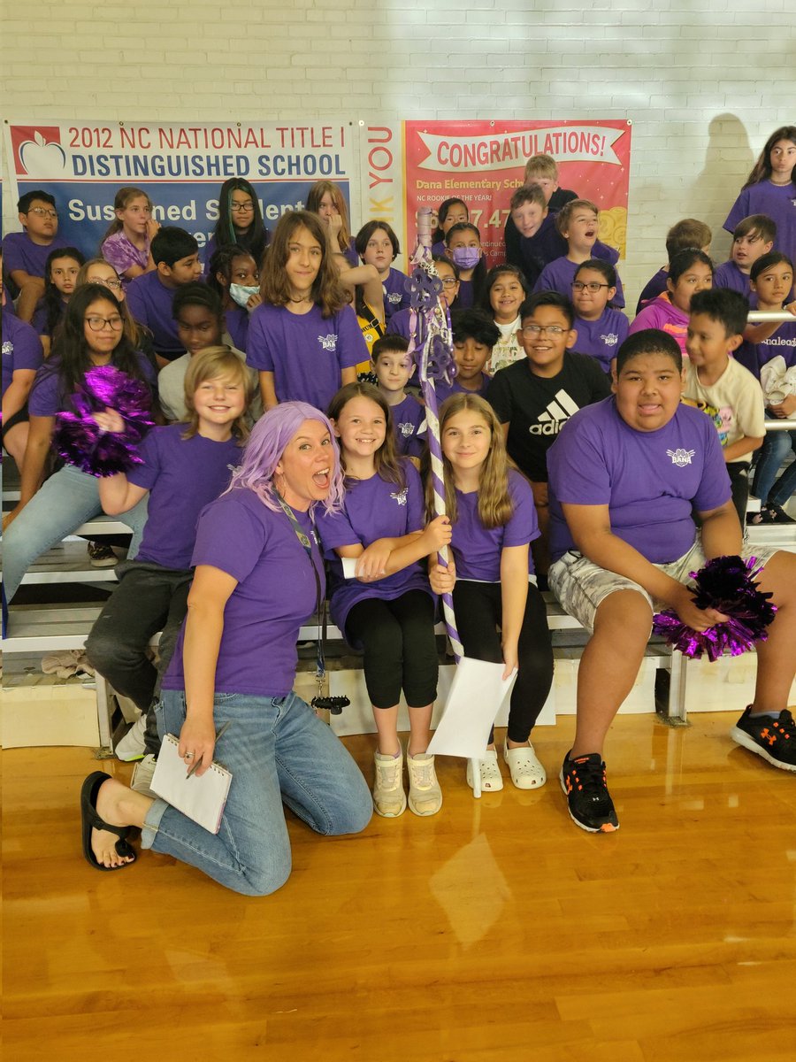 Wildcats_Prin's tweet photo. First Pep Rally of the Year! 5th grade won the Spirit Stick! #danaleads22 @danawildcats @HCPSNC https://t.co/nqcu109vvD