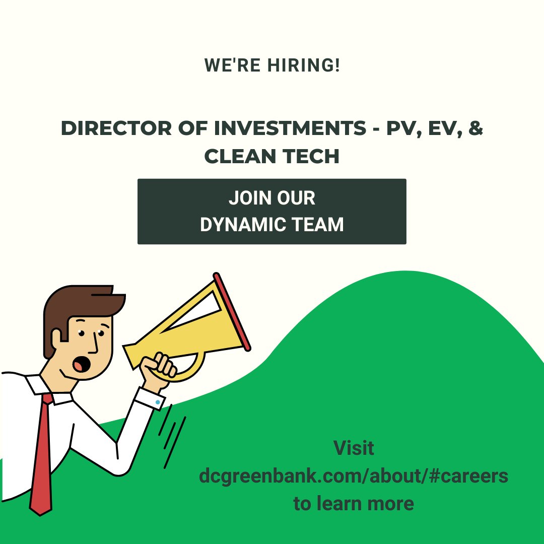 🚨🚨🚨DC Green Bank is hiring for SIX positions, with more on the way!

Check out our careers page to see the roles and apply: dcgreenbank.com/about/#careers

Come join our mission driven team and make a difference across DC!

#energyefficiency #greeninfrastructure #hiring #greenfinance