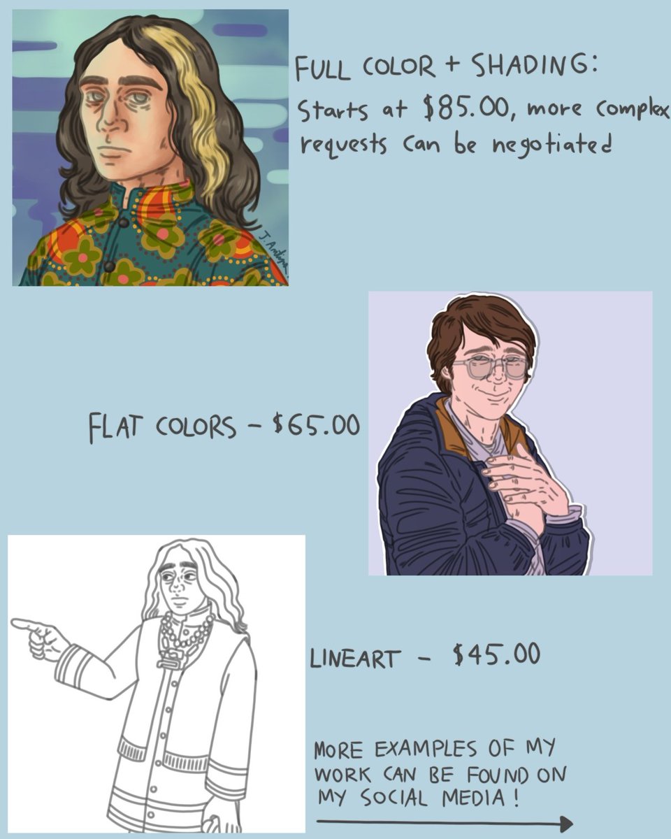 JamesAntigone's tweet photo. Finally getting around to updating my pricing sheet! 

Retweets and shares are greatly appreciated, help out a low income gay dude and get some sick art of your blorbos in return  >:3 

#commissionopen https://t.co/kpmYKpsBuf