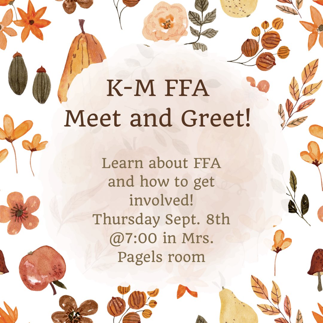 Come to room N112 tomorrow to learn more about FFA and how to get involved!