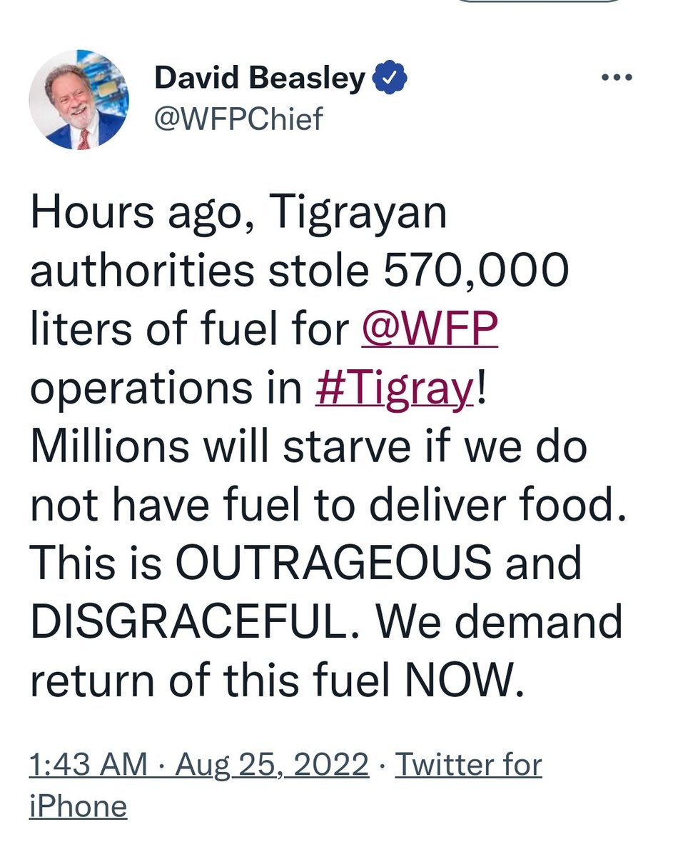 Defending_Ethio's tweet photo. @USAID,@USAIDEthiopia
Call Them By Their Name!

#TPLF who made a siege of #Tigrayan has hijacked >1K of #WFP #Trucks,Looted 12 #FuelTrucks &amp; 570K Litres of #Fuel that was intended for humanitarian assistance to #Tigray.
@WFP
@WFPChief

#GetTheFuelBack
#GetTheTrucksBack

@iyoba4u https://t.co/37tGGB5uCz