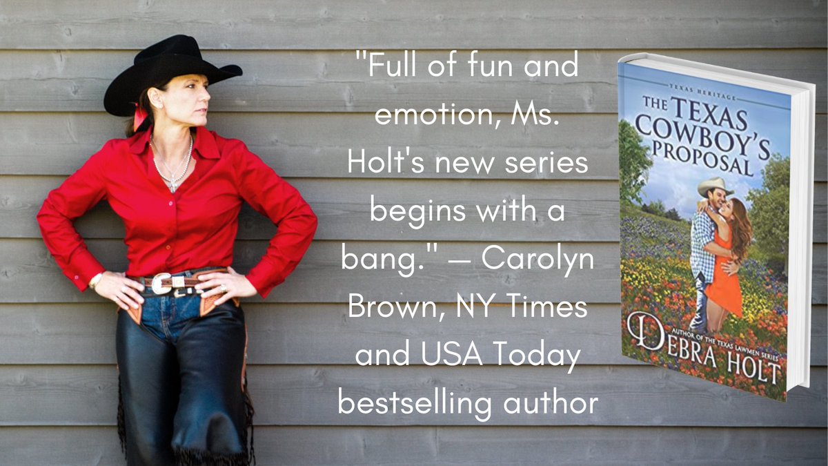 My new Texas Heritage Series launches on 9/1 with The Texas Cowboy’s Proposal. "Full of fun and emotion, Ms. Holt's new series begins with a bang." — Carolyn Brown, NY Times and USA Today bestselling author 
Buy your copy at amzn.to/3wy1cAY or wherever you buy ebooks!