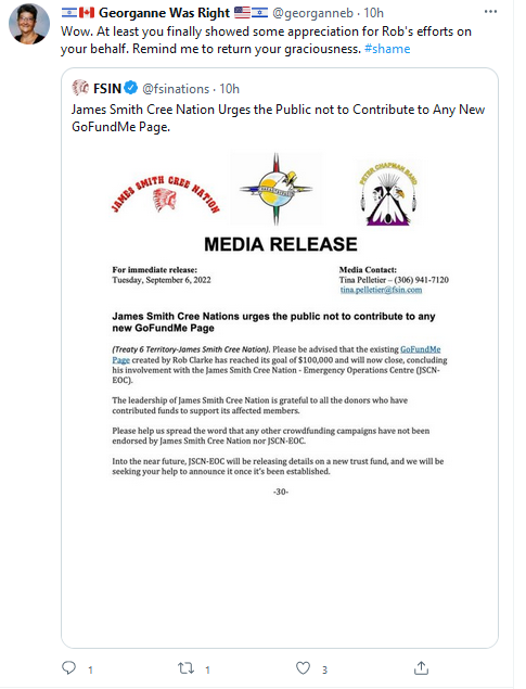 SRAntiFascism's tweet photo. 1/x #georganneb @georganneb
#RealAndyLeeShow
#AntiVaxxers/#WhiteSupremacists
attempted to #Defraud #JamesSmithCreeNation.
#RobClarke had #NoAuthorization to setup a #Fraudulent #GoFundMe account by #JamesSmithCreeNation or
#JamesSmith #HealthAuthority.
https://t.co/fABJ9LRFzP https://t.co/Dr0clD4Uze