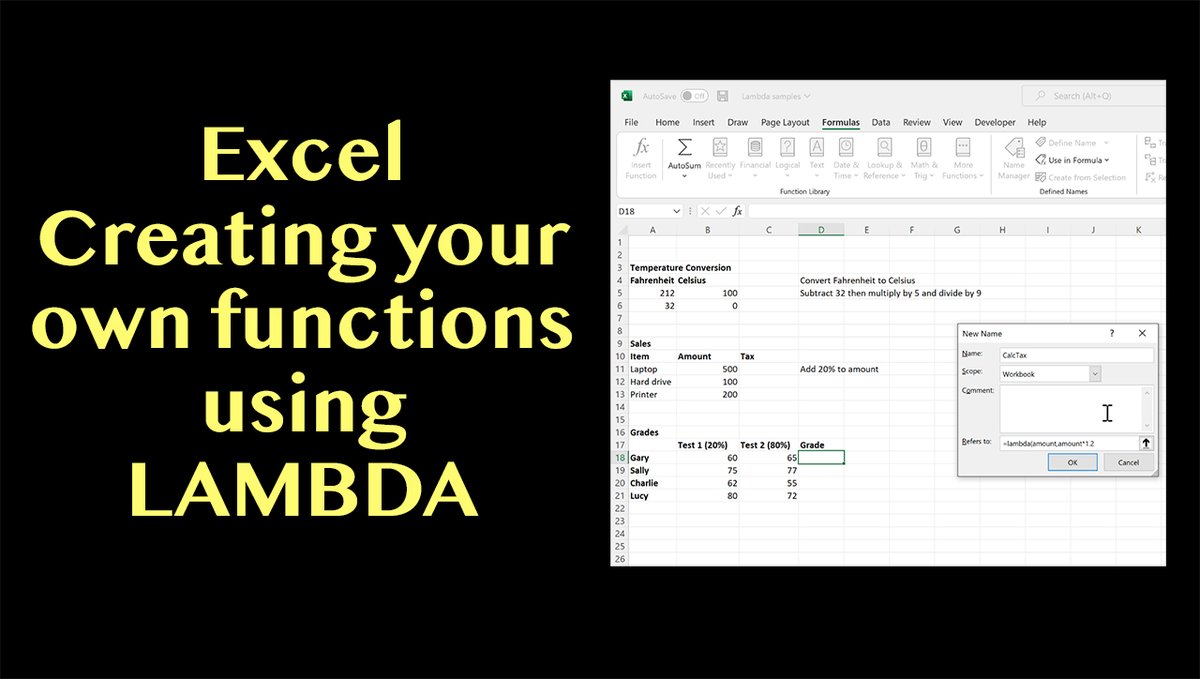 garyschwartz's tweet image. Ever wondered how to use the #lambdafunction in #Excel then here is a video I made to help you. You can create your own #functions in Excel with it.
youtu.be/8OC8bDJFdDs
#microsoftexcel #microsoft365 #learnexcel #exceltutorial #excelfunctions
