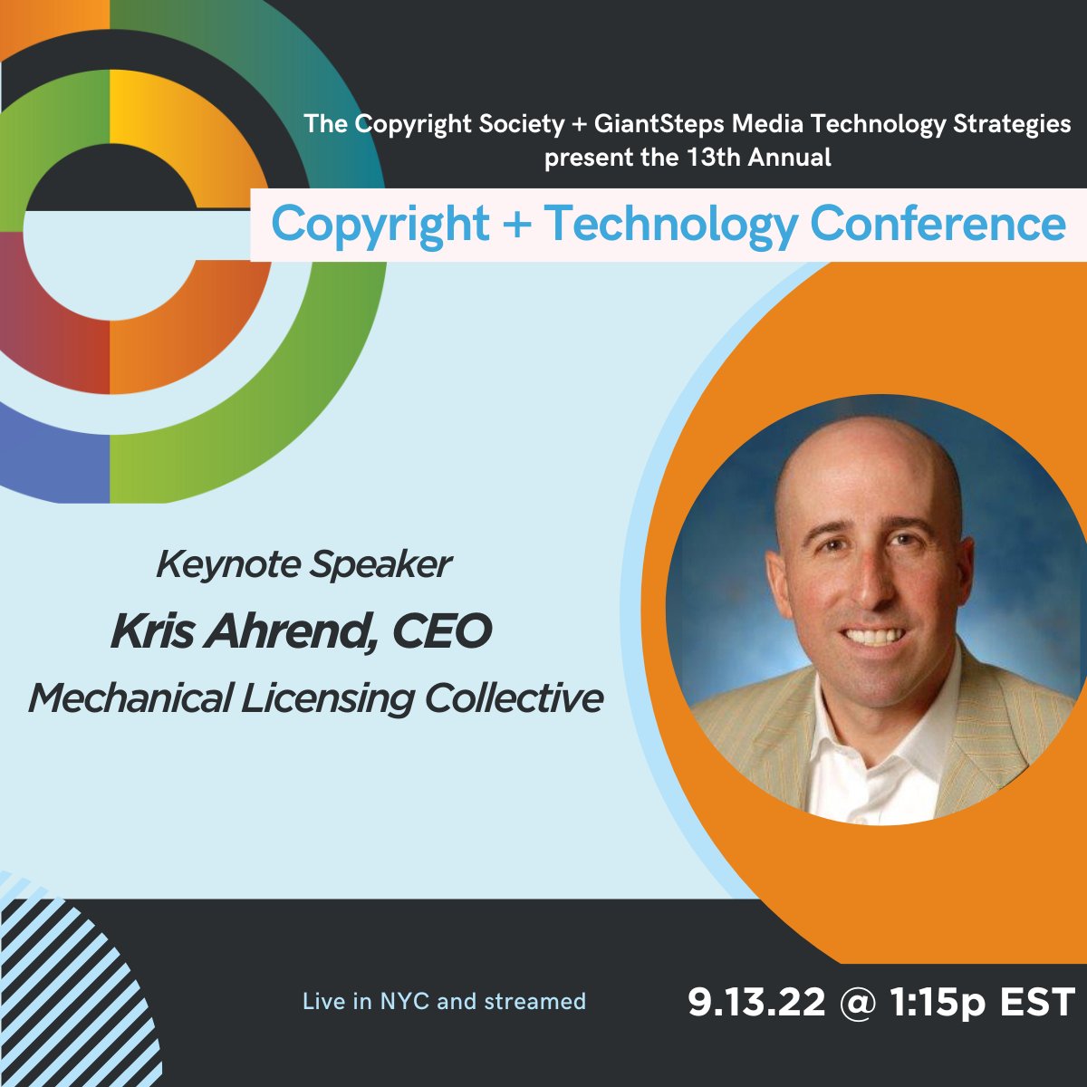 Copyright Society (@copyrightsoc) on Twitter photo Announcing Kris Ahrend, CEO of <a href="/MLC_US/">The Mechanical Licensing Collective</a>, as the keynote speaker for #Copyright+Tech on 9/13! Join us <a href="/FordhamLawNYC/">Fordham Law</a> to hear his perspective on #musiclicensing & #copyrightlaw. #CT2022 #CopyrightAndTech <a href="/copyrightandtec/">Bill Rosenblatt</a> <a href="/FordhamIPLJ/">Fordham IPLJ</a> <a href="/FordhamIP/">Fordham IP Institute</a> ow.ly/RoeJ50KBwlw Announcing Kris Ahrend, CEO of <a href="/MLC_US/">The Mechanical Licensing Collective</a>, as the keynote speaker for #Copyright+Tech on 9/13! Join us <a href="/FordhamLawNYC/">Fordham Law</a> to hear his perspective on #musiclicensing & #copyrightlaw. #CT2022 #CopyrightAndTech <a href="/copyrightandtec/">Bill Rosenblatt</a> <a href="/FordhamIPLJ/">Fordham IPLJ</a> <a href="/FordhamIP/">Fordham IP Institute</a> ow.ly/RoeJ50KBwlw