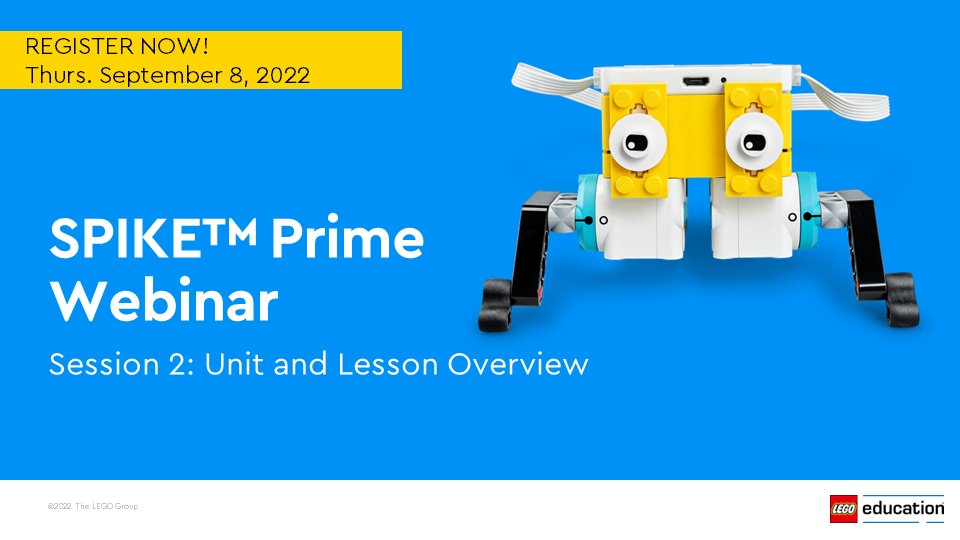 Register for the “Unit and Lesson Plan Overview” webinar on Sept. 8 to help you get started with #SPIKEprime! This session is free for educators and will cover tips to help you feel confident and inspired to teach hands-on #STEAM lessons. Sign up: bit.ly/3cVuqTE