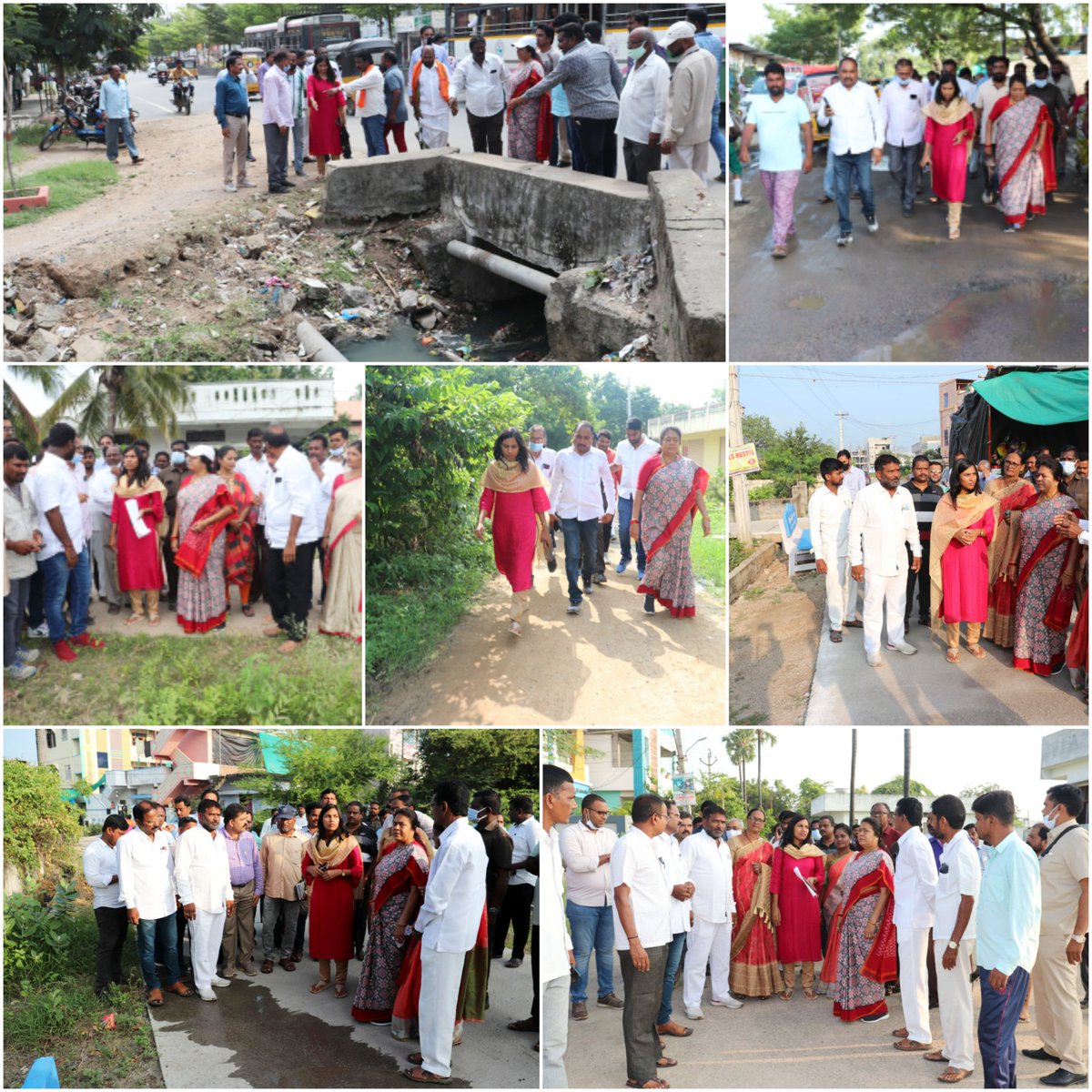 MC_GWMC's tweet photo. Hon'ble Mayor @SudhaRani_Gundu,  #TeamGWMC consisting of all HODs, Corporators visited ward no.s 42,43,44,45,46,47,48 &amp; 49 to examine various issues like sanitation, roads, drains to expedite development activities in the wards.
#WardVisits
@KTRTRS
@arvindkumar_ias
@cdmatelangana https://t.co/UBDVrU5Lmi