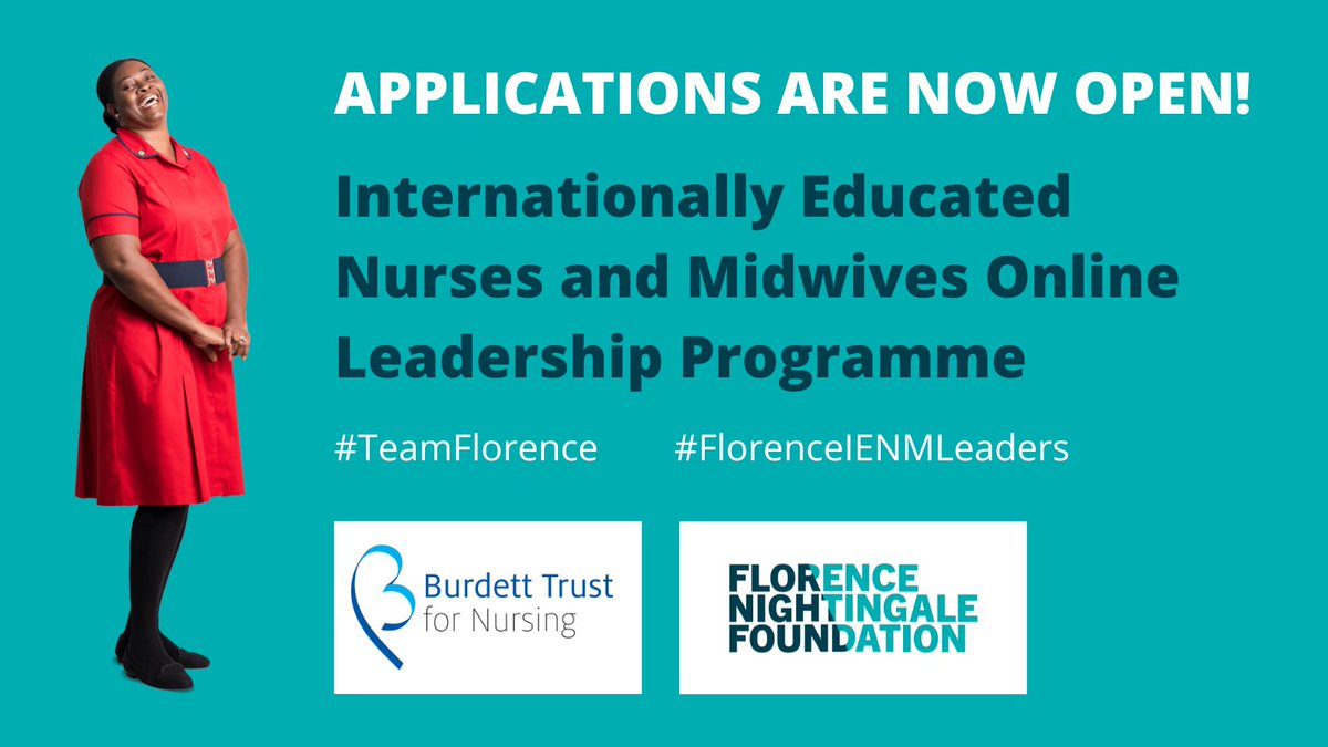 Florence Nightingale Foundation (@fnightingalef) on Twitter photo 📢 Applications Open!! 📢
Our Internationally Educated Nurses and Midwives Online Leadership Programme is now OPEN for applications! Visit florence-nightingale-foundation.org.uk/academy/leader… to apply.
Huge thanks to <a href="/BurdettTrust/">Burdett Trust 💙</a> for this wonderful partnership. #TeamFlorence 🤍 #FlorenceIENMLeaders 📢 Applications Open!! 📢
Our Internationally Educated Nurses and Midwives Online Leadership Programme is now OPEN for applications! Visit florence-nightingale-foundation.org.uk/academy/leader… to apply.
Huge thanks to <a href="/BurdettTrust/">Burdett Trust 💙</a> for this wonderful partnership. #TeamFlorence 🤍 #FlorenceIENMLeaders