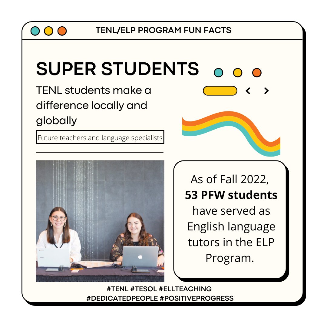 PurdueFWEngLing's tweet photo. Fun facts about TENL's ELP program #ELL #TENL #TESOL #PurdueFortWayne https://t.co/kcT7RMAunX