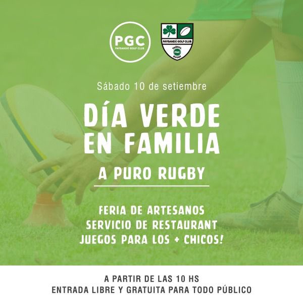 pgctrebolrugby's tweet photo. Se viene otro *Dia Verde* en el Club🍀🏉!! 
Este Sábado 10/9 a partir de las 10 de la mañana a un nuevo día de rugby en el club! 
Gastronomía, artesanos, juegos para los mas chicos y mucho mas🍔🎡🥁 Entrada libre y gratuita🙌  🍀
Los esperamos para disfrutar en familia! 🍀 https://t.co/CiwAvET0HC
