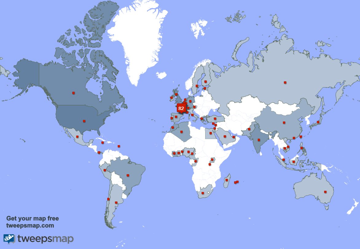 J'ai 4 nouveaux abonnés, de France 🇫🇷, et plus la semaine dernière. Voir tweepsmap.com/!BlochAlain