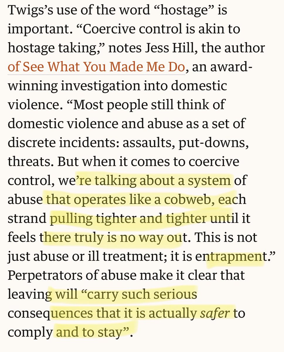 <a href="/literElly/">elly belle 🔮🍉🇵🇸 (they/them)</a> “Perpetrators of abuse make it clear that leaving will “carry such serious consequences that it is actually safer to comply and to stay”.