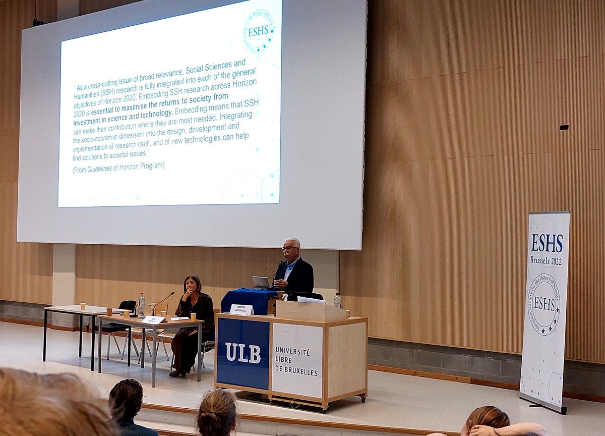 DGamitoMarques's tweet photo. Important remarks by Kostas Gavroglu @ESHSBrussels22 calling for #histsci to join other researchers from the #humanities to counter its utilitarian uses by politicians and universities #ESHS2022 #histSTM https://t.co/WiL2mLxWT5