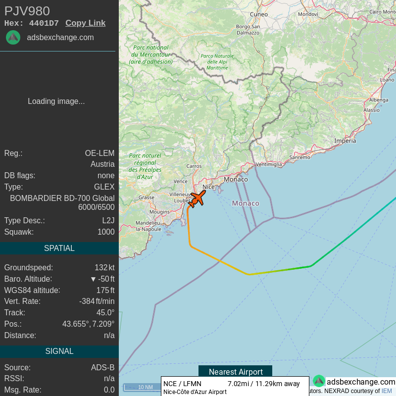 Travel_Scan_NER's tweet photo. NER Travel Detected Landed near Nice, Provence-Alpes-Côte-d'Azur, FR. Apx. flt. time 1 Hour : 31 Mins.  @Atlatszo https://t.co/HTO61KLExL