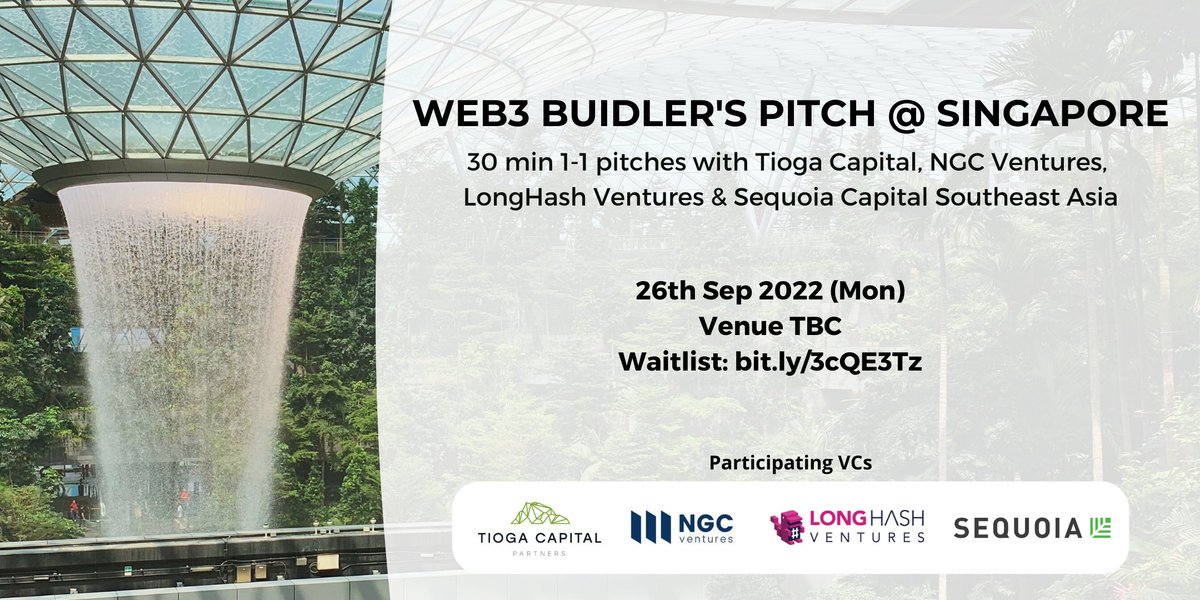 TiogaCapital's tweet photo. Tioga Capital will be at @token2049 Singapore!

Join us at the Web3 Buidler's Pitch along with @NGC_Ventures , @LongHashVC &amp; @SequoiaIndiaSEA 

If you are building something cool and looking to raise (soon), we'd love to have a chat 🚀

Pitch sign-up: https://t.co/t7bHXU1MCW https://t.co/ve8OKd5By0