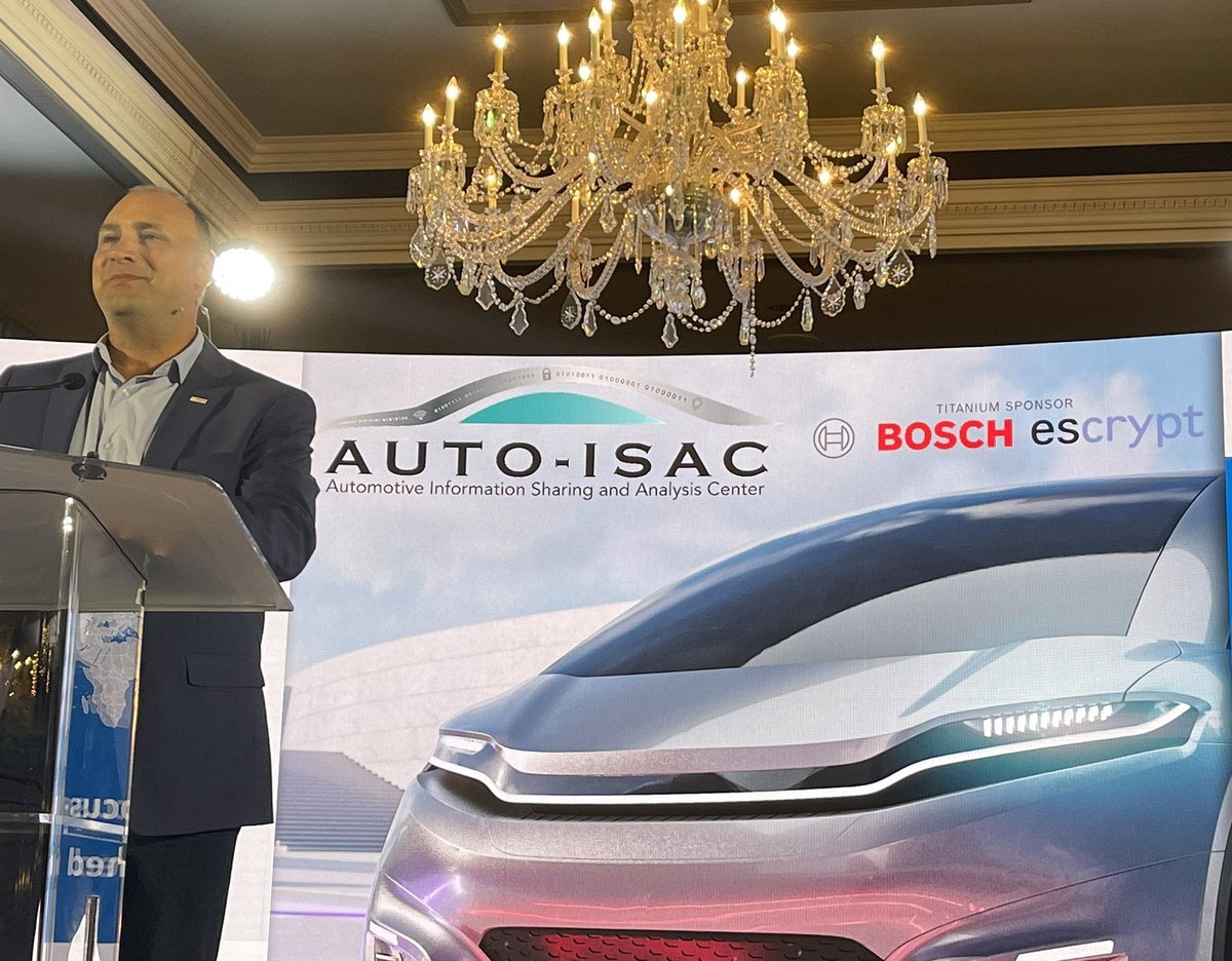 AutoISAC's tweet photo. Paul Thomas from Bosch, Titanium sponsor of the #2022AutoISACCyberSummit, emphasizes the importance of collaboration. https://t.co/0mDukunnyQ