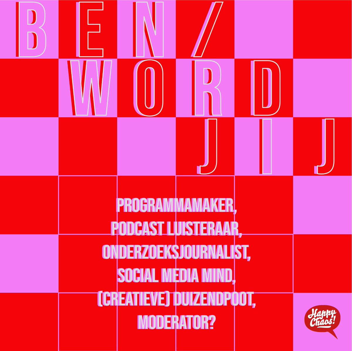 HAPPYCHAOS ZOEKT NIEUW TALENT! 

Op 17 september organiseren we een jaarlijkse Masterclass in de Balie, om de nieuwe Chaoten klaar te stomen voor een jaar van discussiëren, produceren en organiseren. 

Meld je hier aan! docs.google.com/forms/d/e/1FAI…