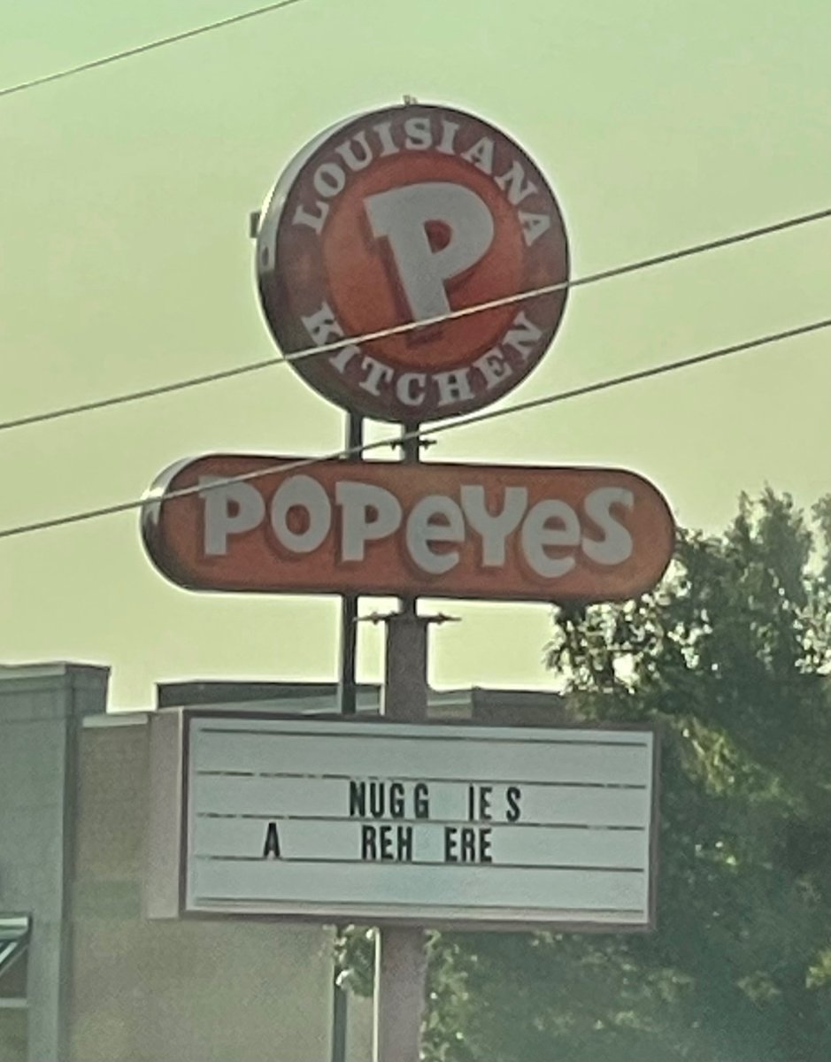 kdlobos's tweet photo. “To err is human, nugg ie s a reh ere.” -Alexander Popeyes, probably, full quotation. https://t.co/MPVZDHzP6u