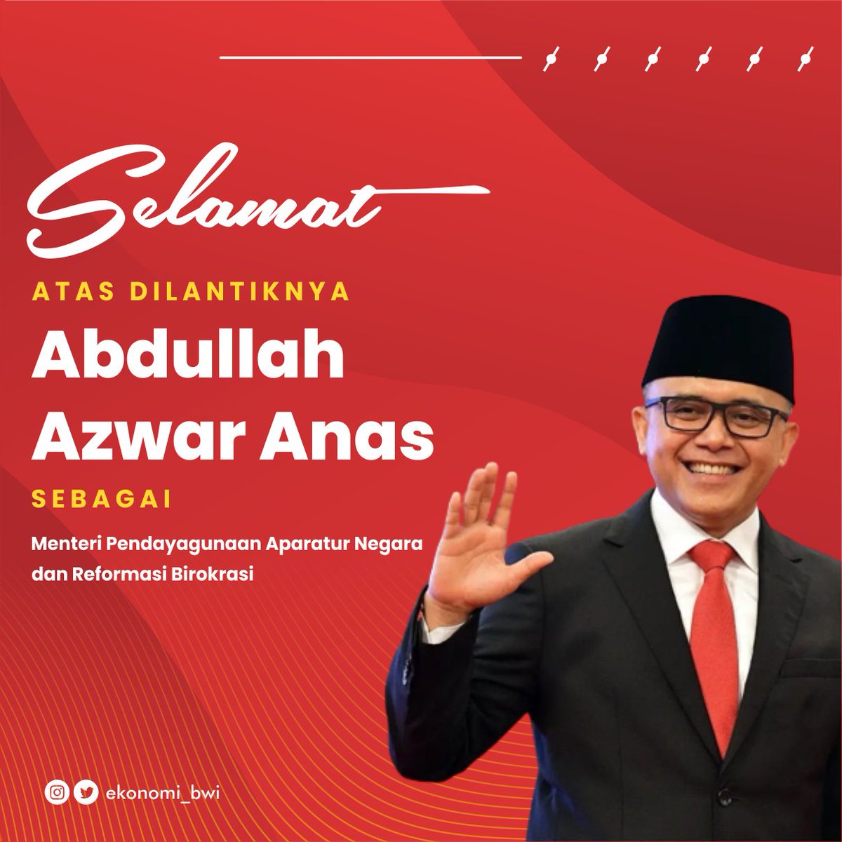 Selamat untuk Bapak Abdullah Azwar Anas atas dilantiknya menjadi Menteri PANRB, semoga bersama jajaran Kementerian PANRB bisa melayani Bangsa Indonesia yang lebih tangguh dan terus tembuh.

#ekonomi #banyuwangi