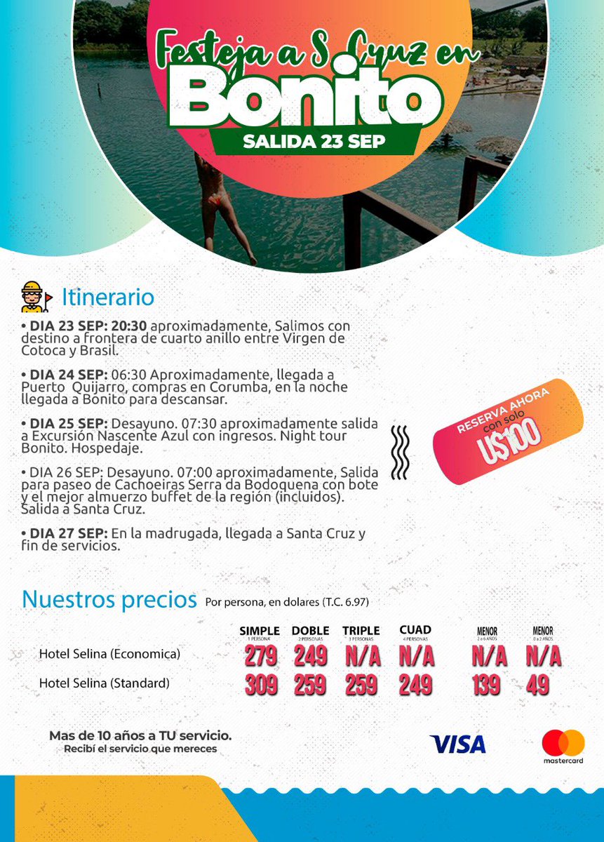 MARCELOTERCEROS's tweet photo. Salimos a Bonito https://t.co/MrYDsOgvUh