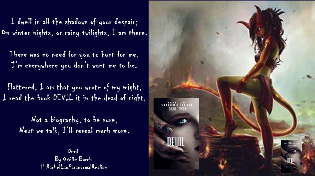 OSBAuthor's tweet photo. @dmtoft After a deadly paranormal encounter
Rachel decides it is time confront the source of evil
Talking with old storytellers
She chases and corners the Devil
He isn't anything like she had expected
He is far worse .
DEVIL 
https://t.co/rgPhwD2hRv
#DevilRLPR
#RachelLawParanormalRealism https://t.co/qN0fVN3DPY