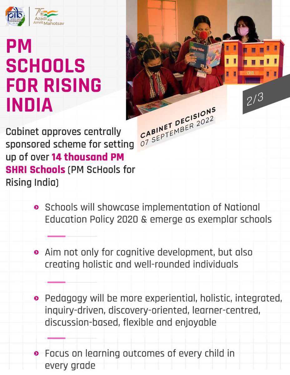 amarhindu's tweet photo. One of the best and the most progressive decisions of @narendramodi ji to introduce a holistic learning system under #PMSHRISchools
Implementation of #nationaleducationpolicy will be a boon to #NextIndia
@dpradhanbjp https://t.co/TaG7tuD1iC