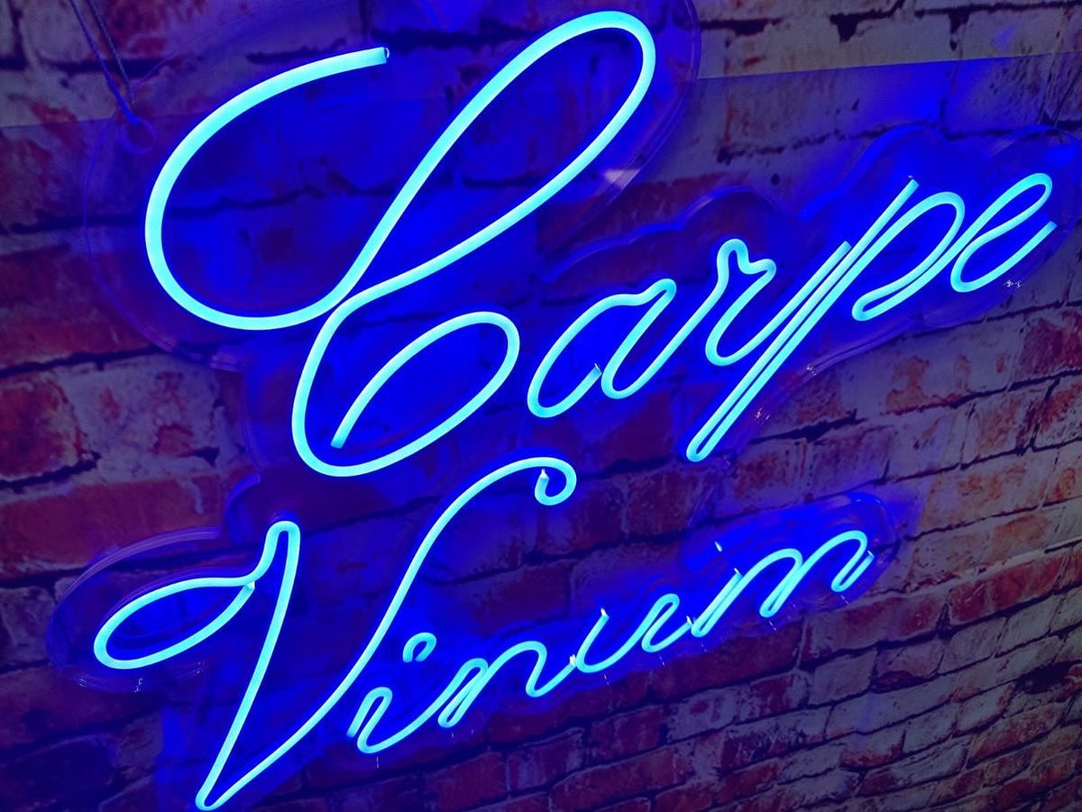 Blue LED neon sign supplied for a customers home bar 💙 “seize the wine”🍷 #signageroyalty #makingsignsfor70years #flexineon #ledneonflex #led #ledsigns #signs #retailsignage #standout #bristolsigns #kingsleds #kingsplasticsltd #makingsigns #signmakers #neon
