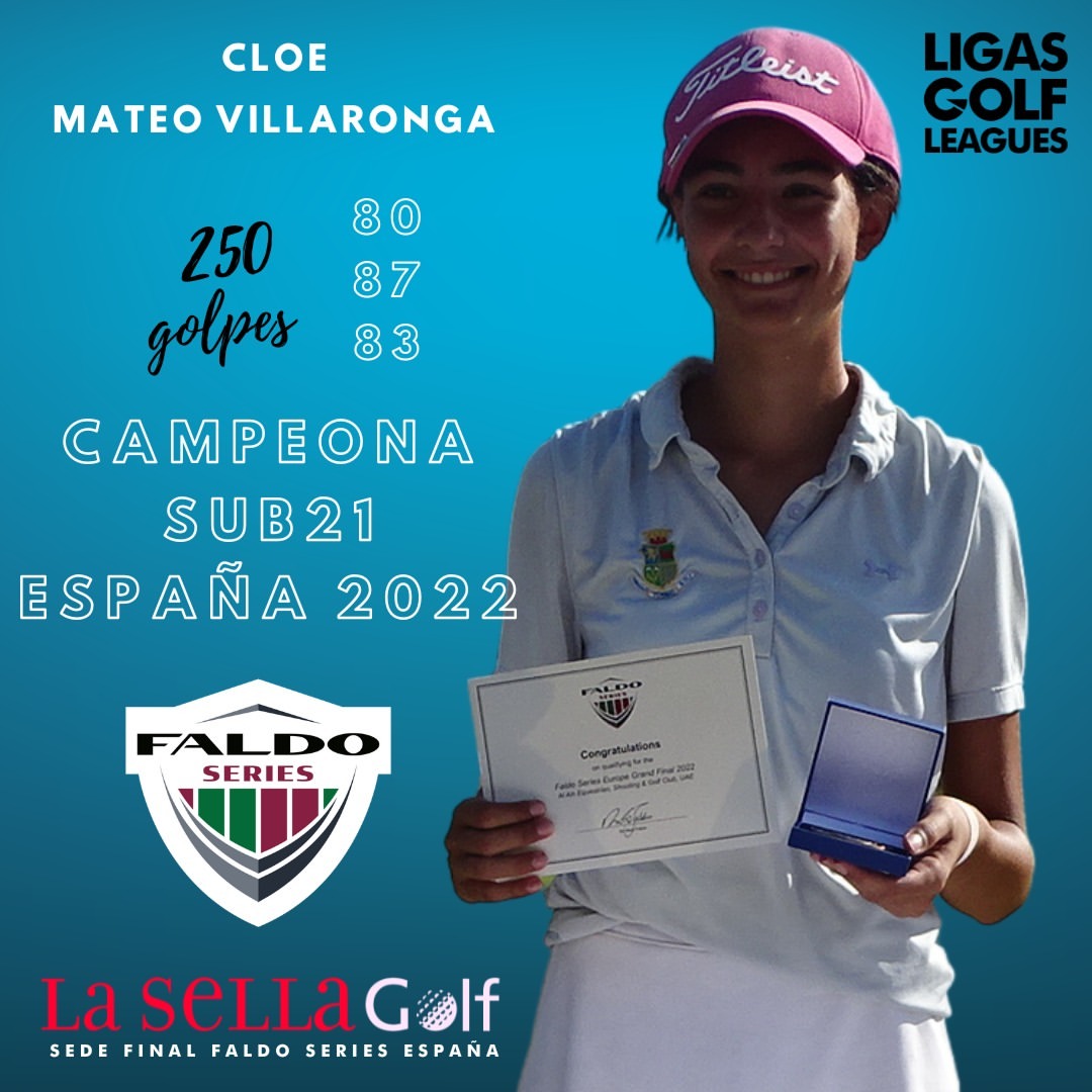 fcatgolf's tweet photo. 🏆Cloe Mateo Villaronga s'imposa a la categoria sub21 femenina a les Series Faldo Espanya.

⚡️La jugadora va dominar amb claredat la seva categoria i s'ha guanyat el bitllet per a la final europea a Dubai.

Moltes felicitats Cloe.👏

▶️: https://t.co/e9HPv8Dj3R https://t.co/g0g3A94KCX