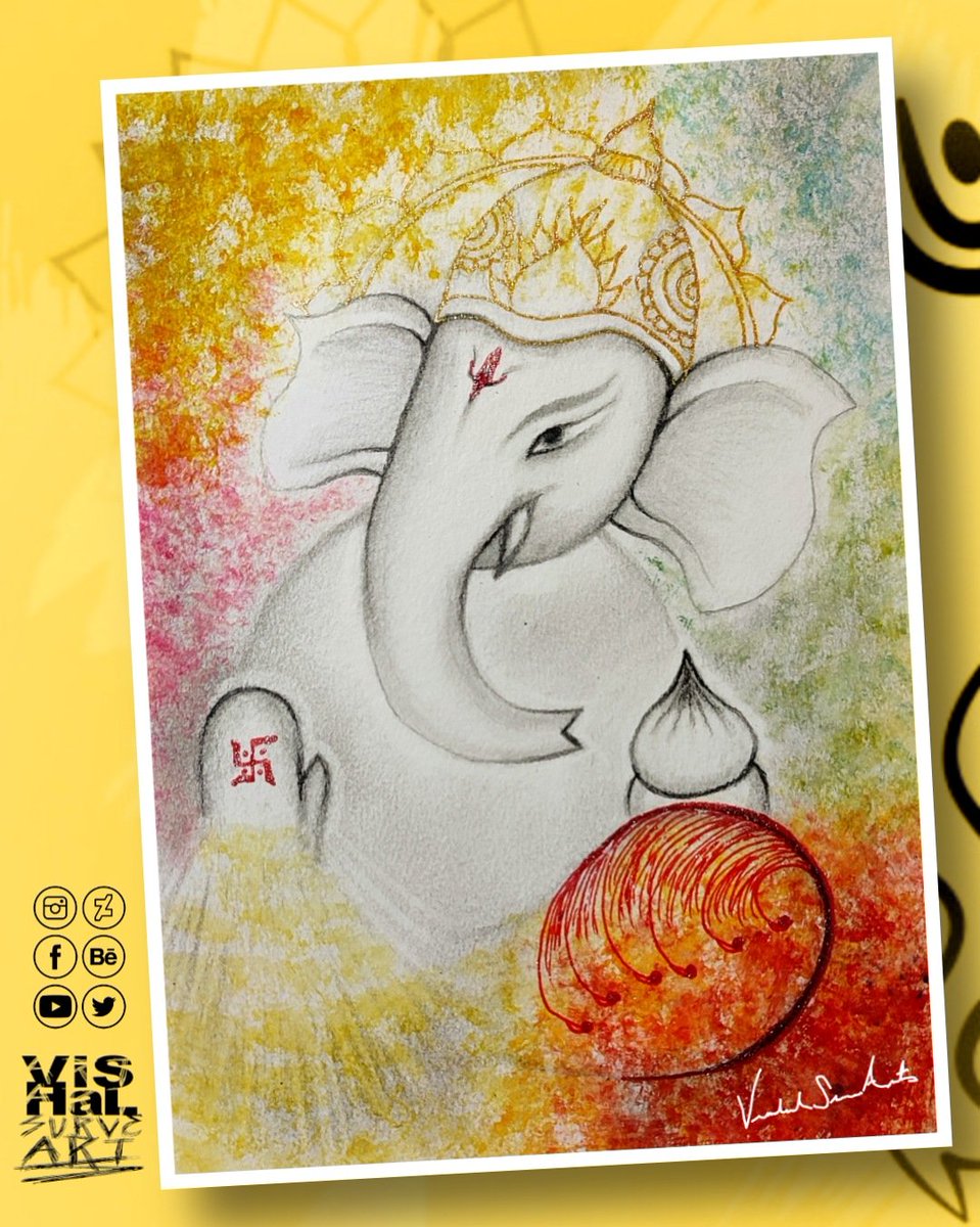 गणराज रंगी नाचतो...
A Ganesha painting done with a combination of acrylics, charcoal & some glitter...
#Ganpati #GaneshChaturthi #art #paint #Energie #acrylic #drawing  #Instagram #omshreeganeshaya #ArtistOnTwitter #artsy #Artist #canvas #ArtisticMillinners #artfollowers #paint