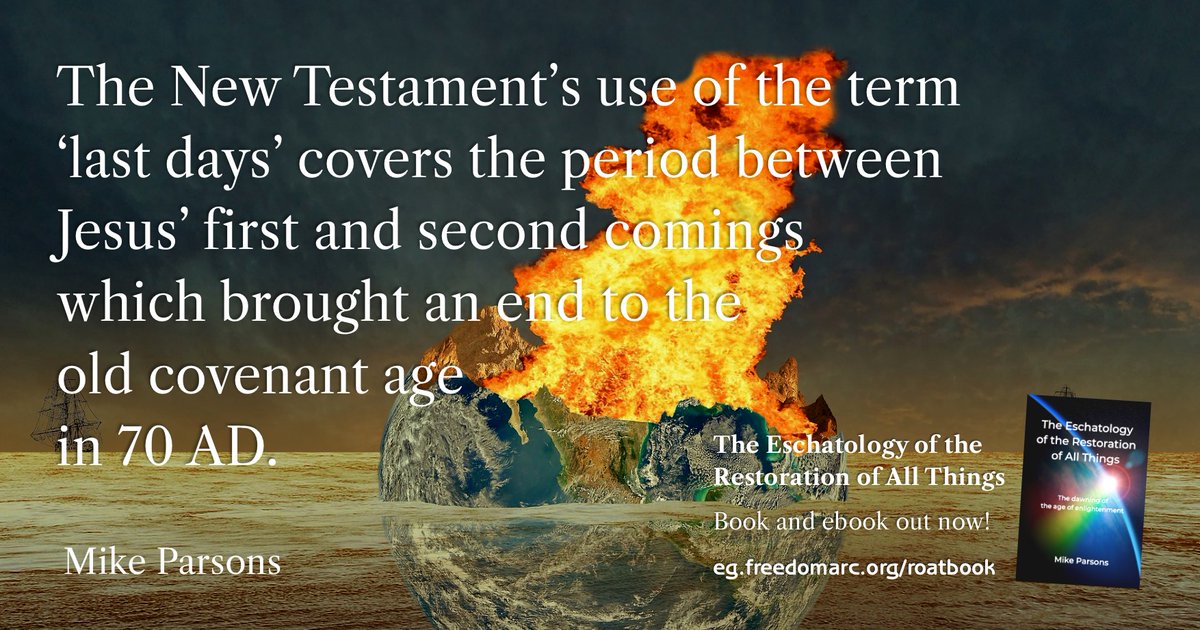 RoATbook's tweet photo. "Unfortunately, most Christian denominations have not taken literally what was prophesied to occur imminently and have therefore postponed Jesus’ kingdom to the future."
Mike Parsons | new #eschatology book out now in print and as an ebook: https://t.co/zb9boLhWOk https://t.co/HI0Soghk70