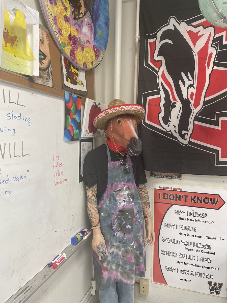 <a href="/CharlieArtMann/">Charlie the Art MANnequin</a> is dressed for western day at <a href="/wfhs_coyotes/">WFHS COYOTES</a>   <a href="/WFISDschools/">Wichita Falls ISD</a> <a href="/WFISDFineArts/">WFISD Fine Arts</a> #wfhs