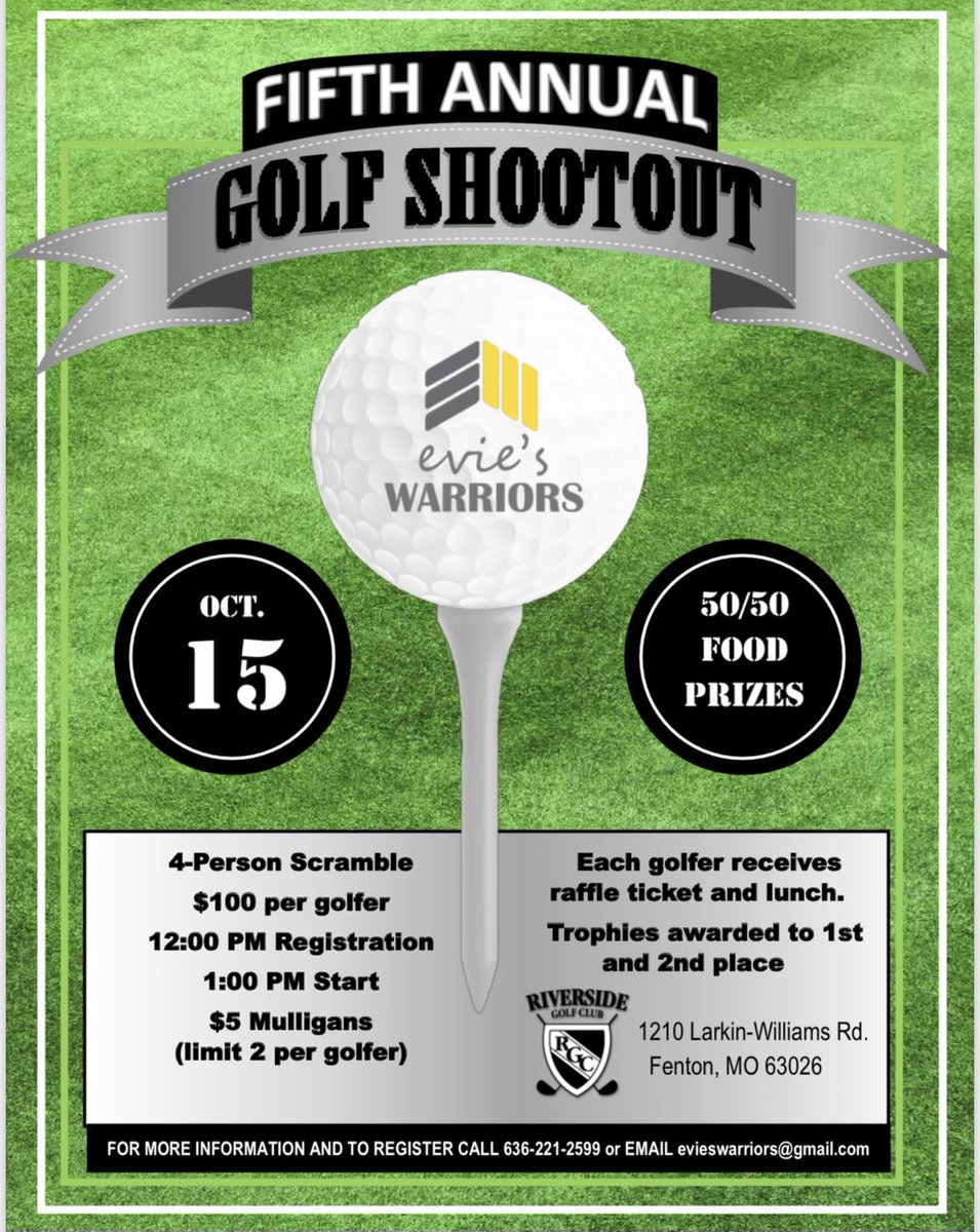 jmorgan1313's tweet photo. Who’s in for golf? Our annual golf shootout is back after a COVID hiatus. Get your teams together and join us! It’s always a fun time! @evieswarriors #spinabifida https://t.co/hyhK6ryVeg