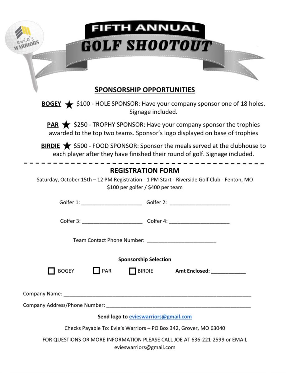 jmorgan1313's tweet photo. Who’s in for golf? Our annual golf shootout is back after a COVID hiatus. Get your teams together and join us! It’s always a fun time! @evieswarriors #spinabifida https://t.co/hyhK6ryVeg